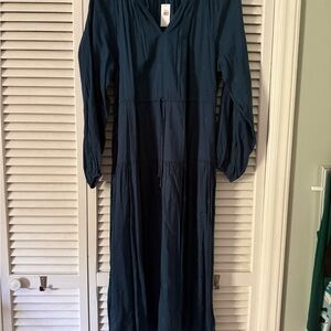 Old Navy Dark Teal Maxi Dress with V-Neck